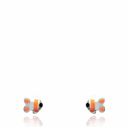 Pendientes  niño plata Poissons naranja