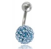 Piercing boule strass bleu clair Zenzo