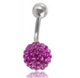 Piercing boule strass fushia Zelestino