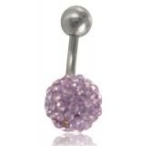 Piercing boule strass rose clair Zeno