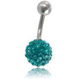 Piercing boule strass turquoise Zéphyrin