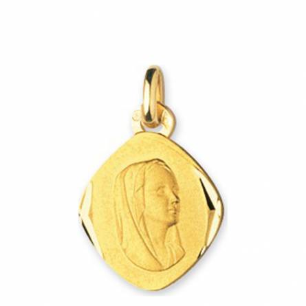 Pingente feminino ouro Vierge Marie Losange medalhão
