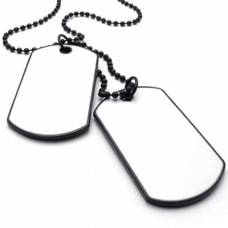 Placa militar barbati oțel alb