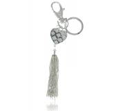 Porte cle coeur frange