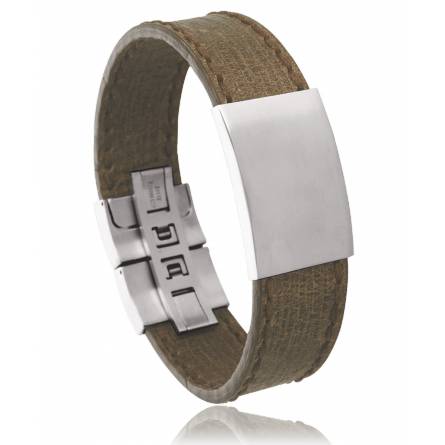 Pulsera hombre acero Authentica marrón