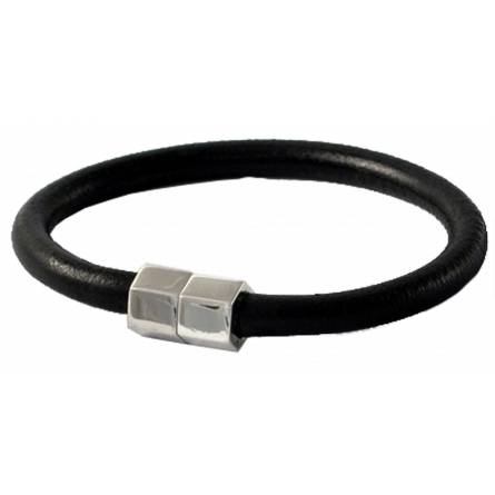 Pulsera hombre piel Mécanique  negro