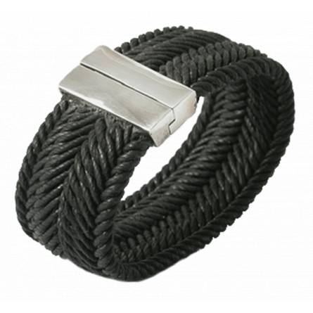 Pulsera hombre plata Gladiateur negro
