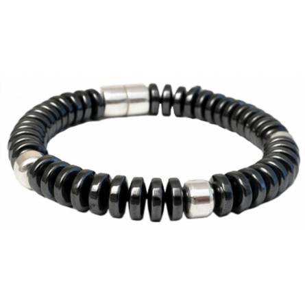 Pulsera hombre plata Sequentiel  negro