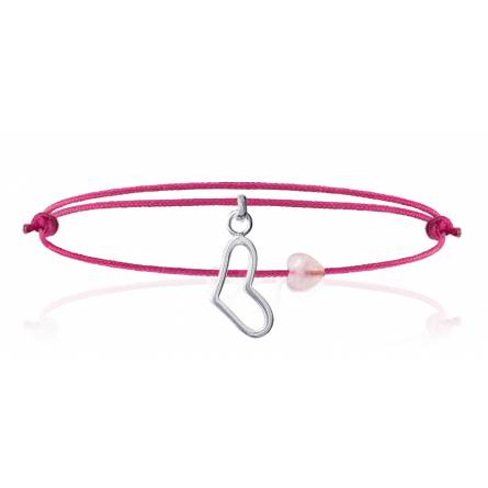 Pulsera mujer fils-cordon Colombe corazón rosa