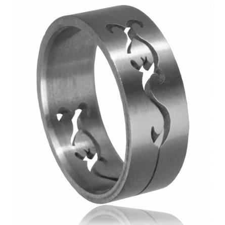 Ringe herren stahl  incrustée tribal 3