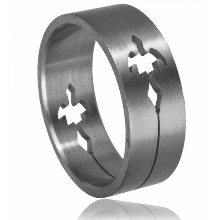 Ringe herren stahl  incrustée tribal 4