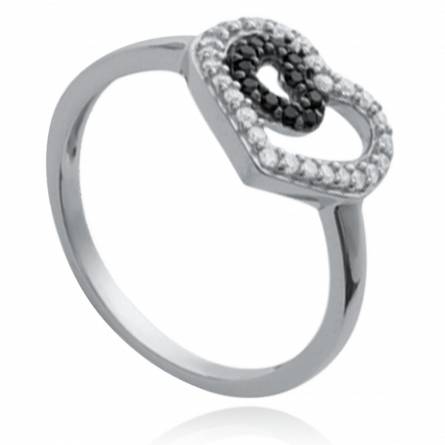 Ringen dames zilver Evidence amoureuse harten zwart