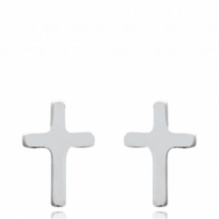 Silver crosses earring