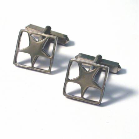 Silver Star Square Cuff Link