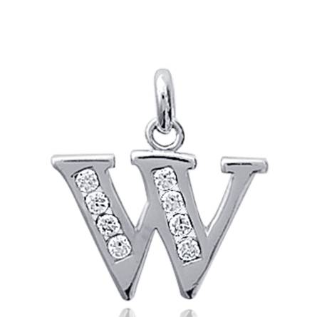 Silver W letters pendant