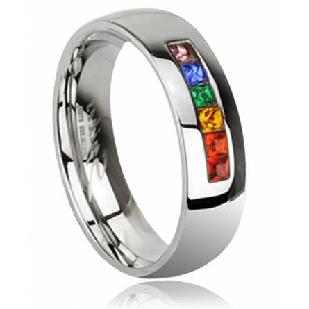 Stainless steel Anneau rainbow ring