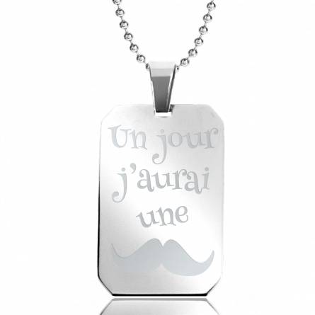 Stainless steel J aurai Une Moustache rectangles necklace