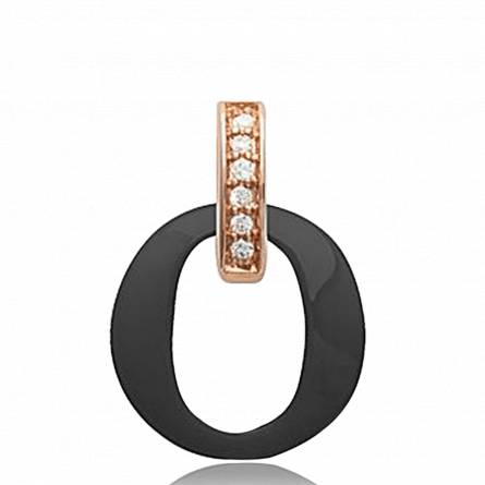 Woman ceramic Mireille  circular black pendant