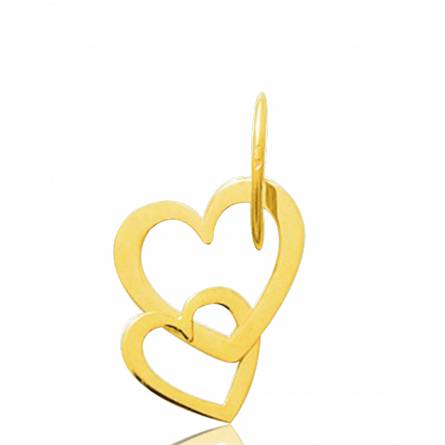 Woman gold Duo  hearts yellow pendant
