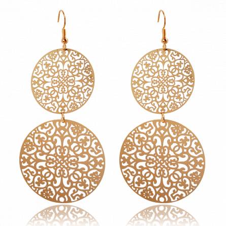 Woman gold metal Cécile  earring
