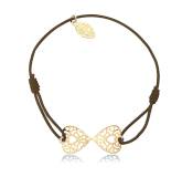 Woman gold metal Ducatys lace brown bracelet
