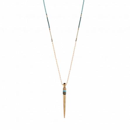 Woman gold metal turquoise necklace