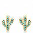 Woman gold plated Cactus turquoise earring mini
