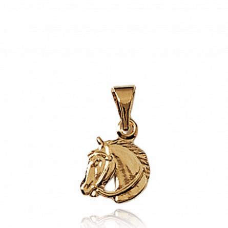 Woman gold plated Cheval de course pendant