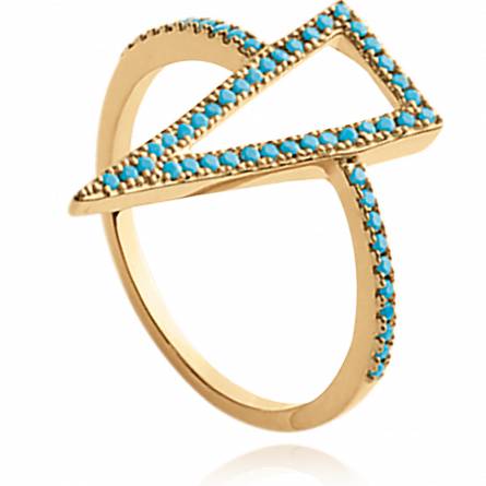 Woman gold plated Corine triangles turquoise ring