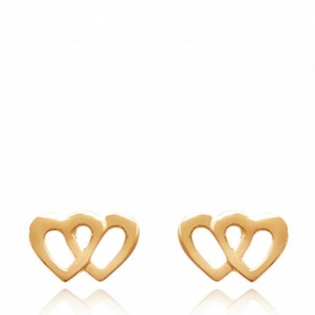 Woman gold plated Duel hearts earring