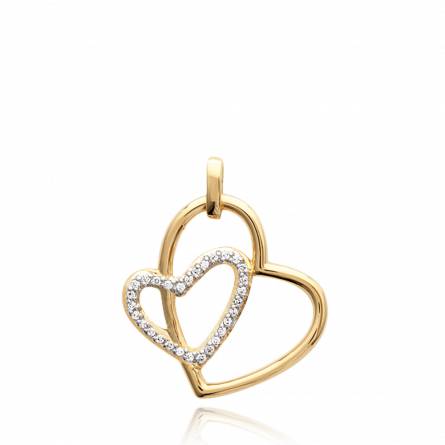 Woman gold plated Duo esquisse hearts pendant