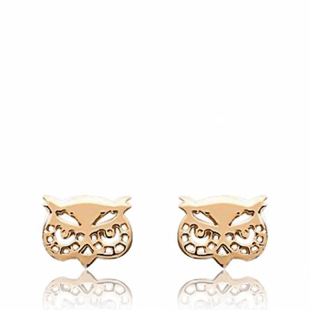 Woman gold plated Hibou yellow earring