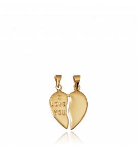 Woman gold plated I Love You hearts pendant