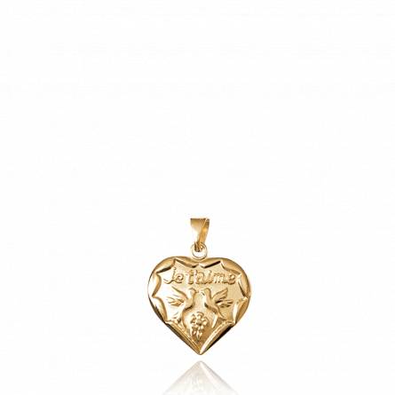 Woman gold plated Je t'aime hearts pendant