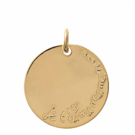 Woman gold plated Médaillon d'amour circular pendant