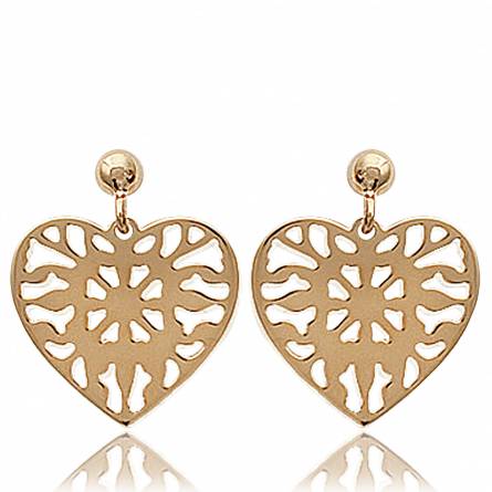Woman gold plated Perçant hearts earring