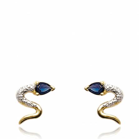 Woman gold plated Serpenté blue earring