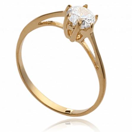 Woman gold plated Solitaire esthète ring