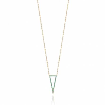 Woman gold plated triangles turquoise necklace