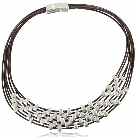 Woman leather Claudia  brown necklace
