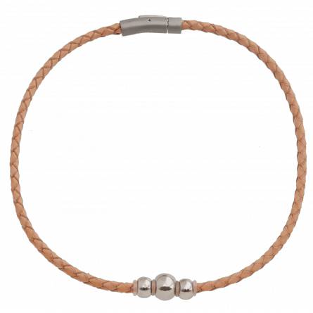 Woman leather Floriane beige necklace