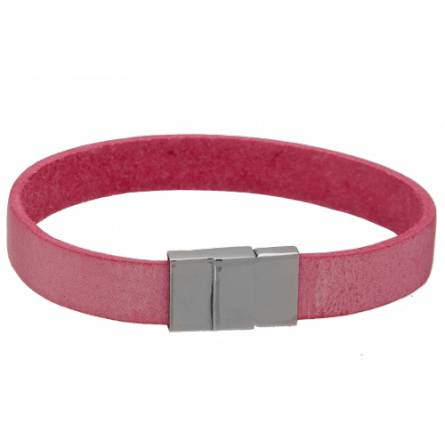 Woman leather Plat pink bracelet