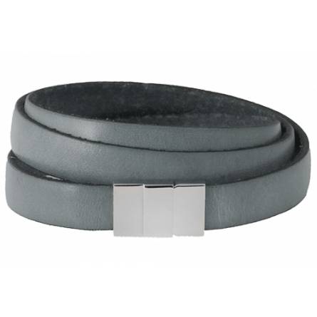 Woman leather Plat triple grey bracelet