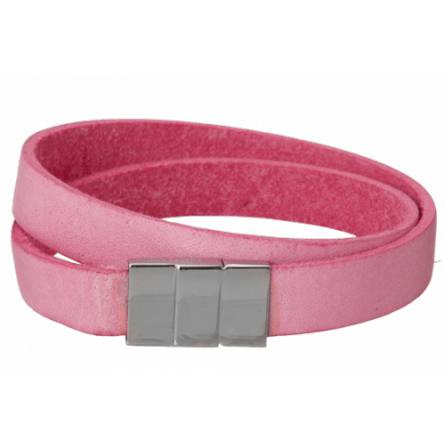 Woman leather Tancrède pink bracelet