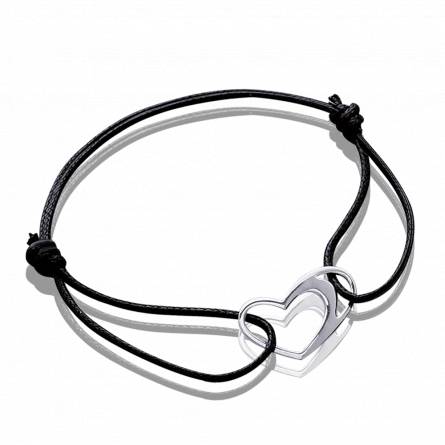 Woman silver étourdis hearts black bracelet