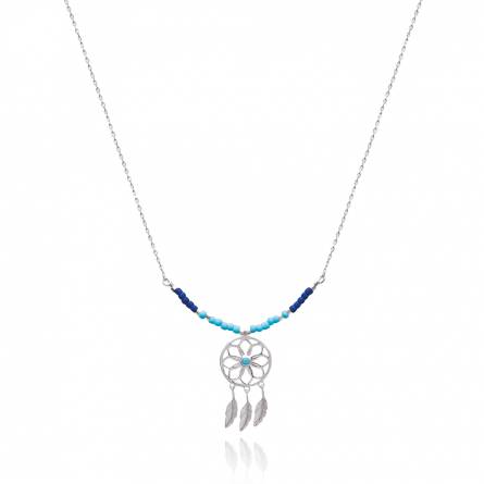 Woman silver Attrape rêves blue necklace