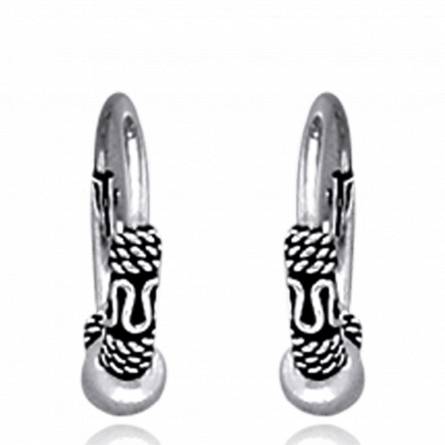 Woman silver Balinaise 1.2 cm creoles earring