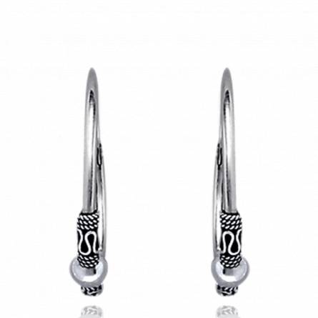 Woman silver Balinaise 1.8 cm creoles earring