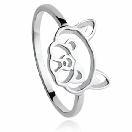 Woman silver Bulldog grey ring