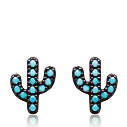 Woman silver Cactus blue earring